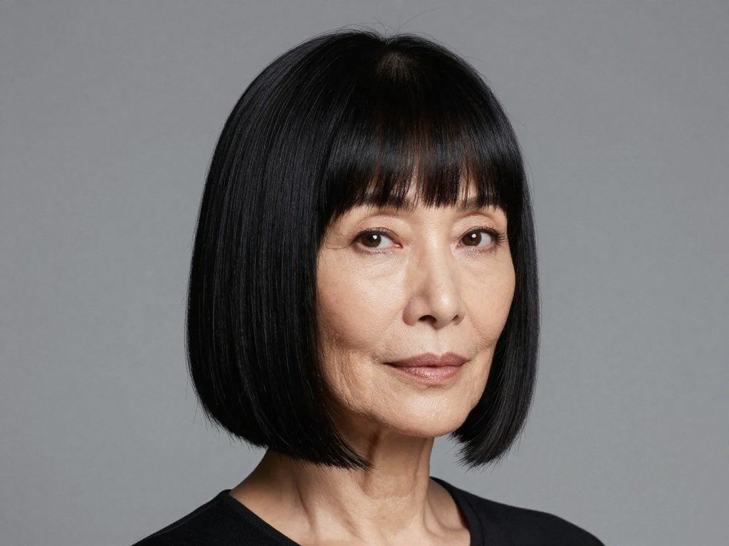 Sleek modern bob for mature women with straight finish