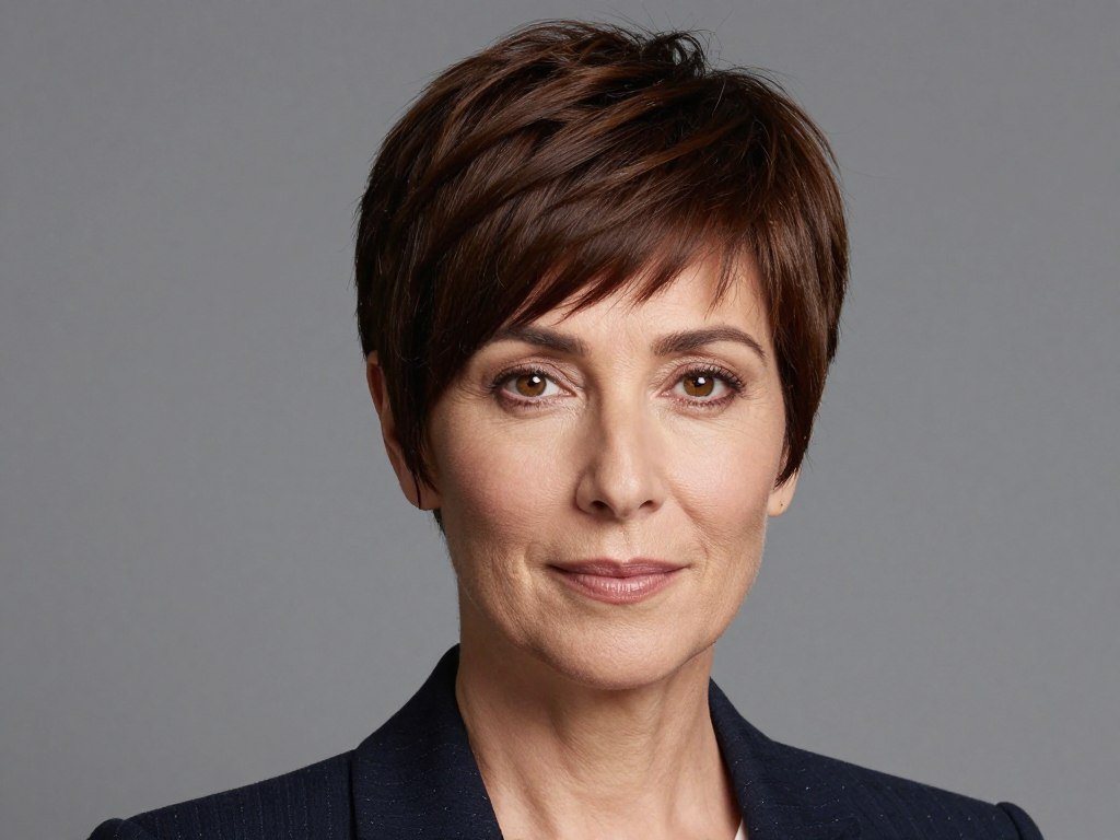 Sleek polished pixie hairstyle for professional women