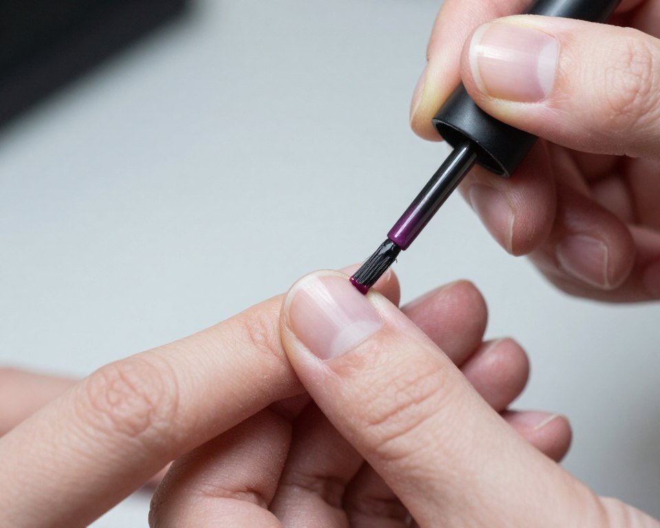 Small brush cleaning polish from cuticle area