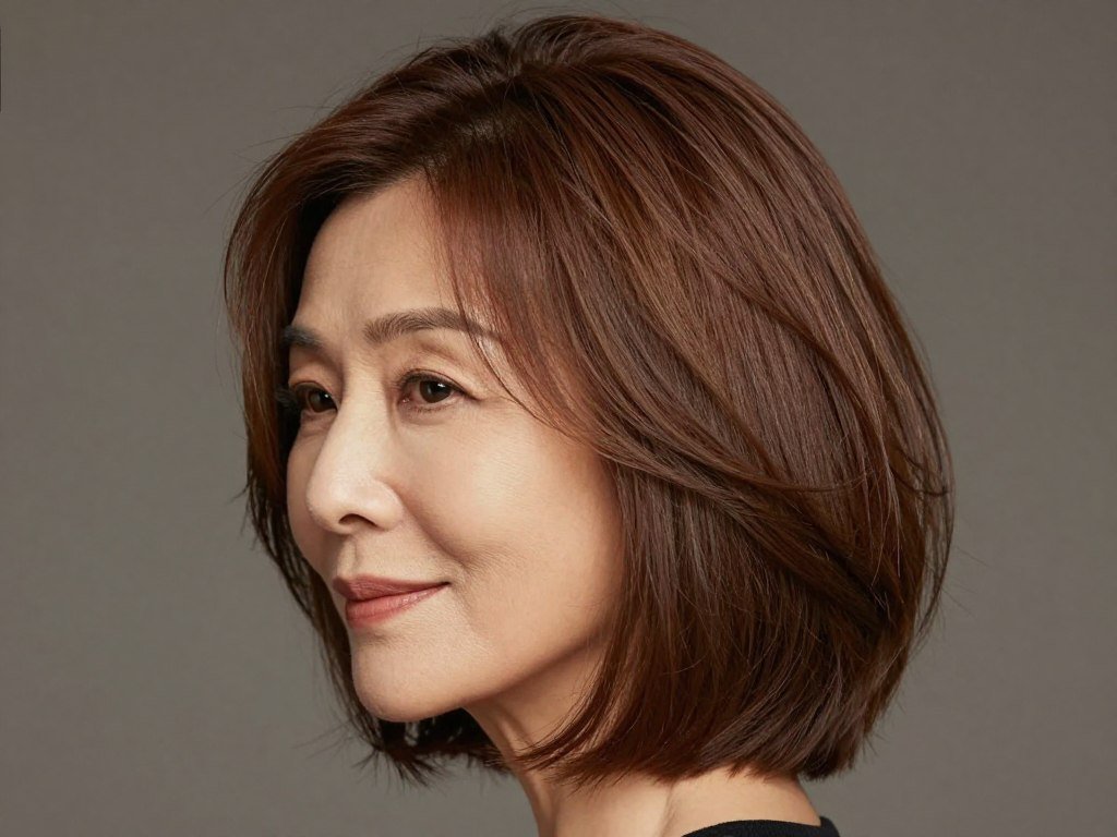 Soft layered bob with subtle graduation for women over 60