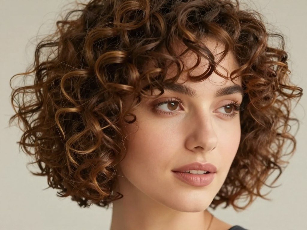Soft romantic curly pixie with gentle loose curls