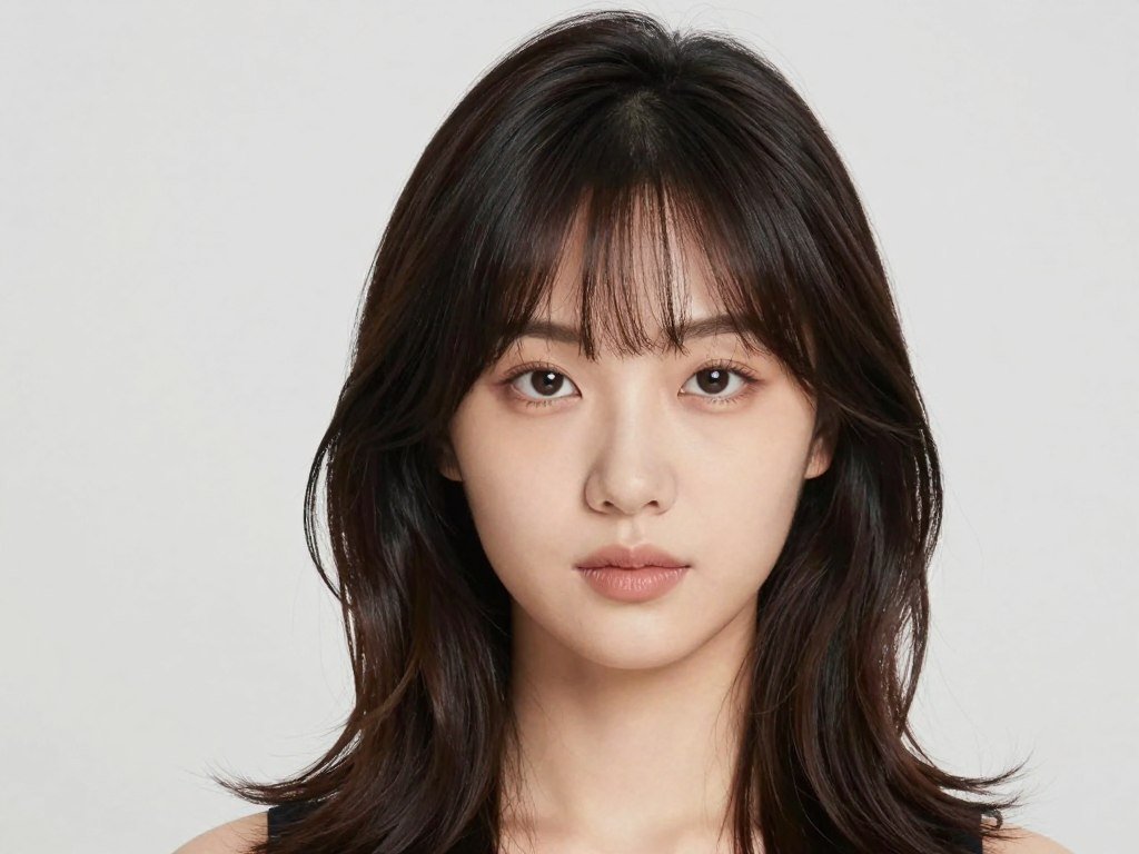 Soft rounded bangs softening angular square face