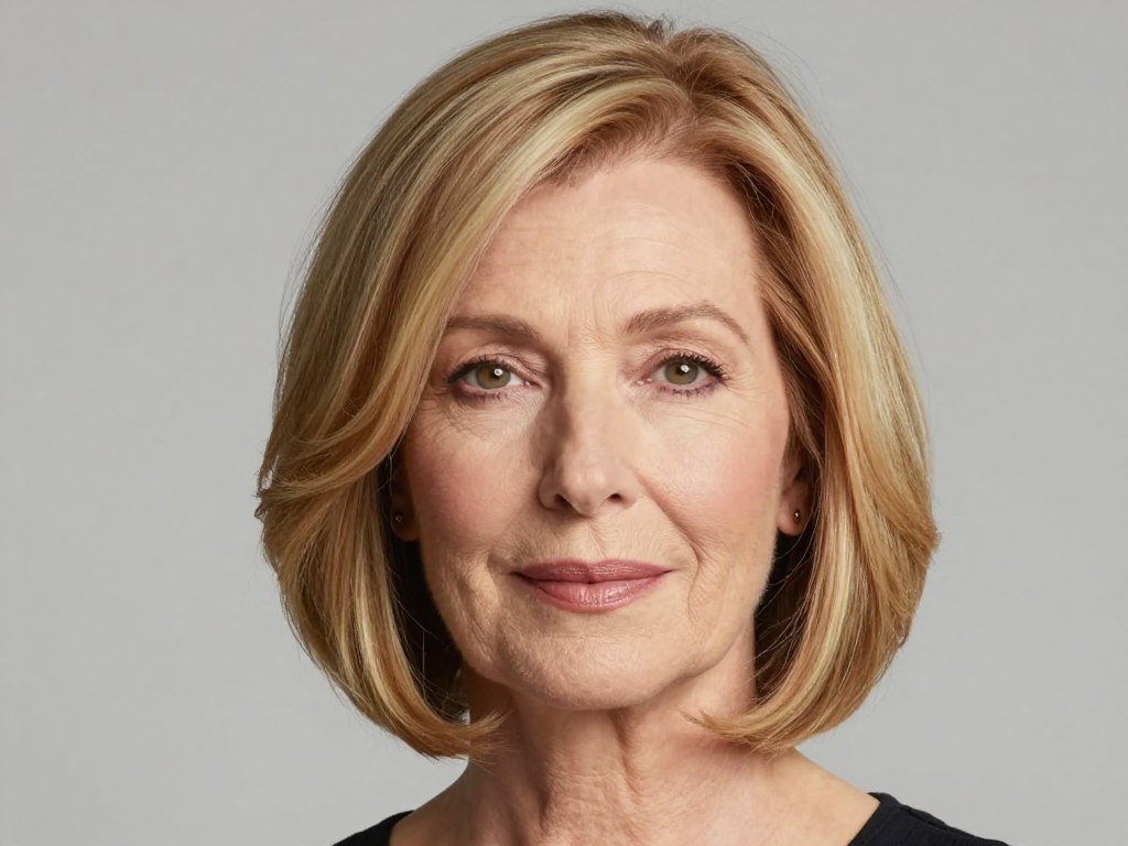 Softening bob for square faces on women over 60