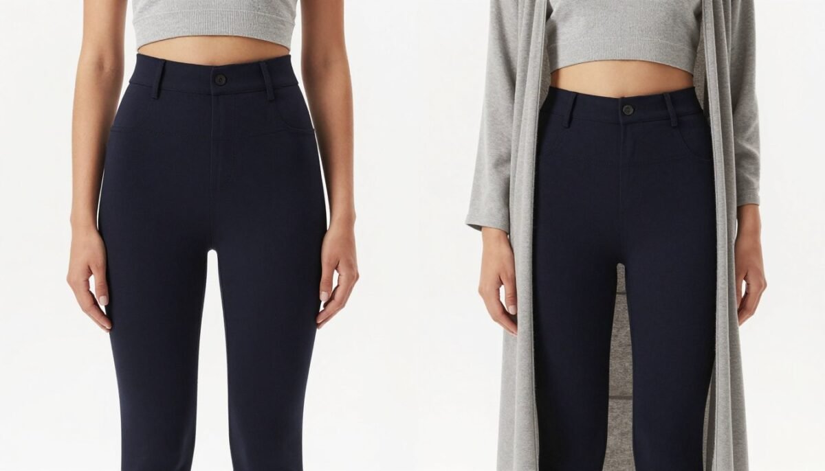 Split image showing flattering versus unflattering outfits for long legs short torso