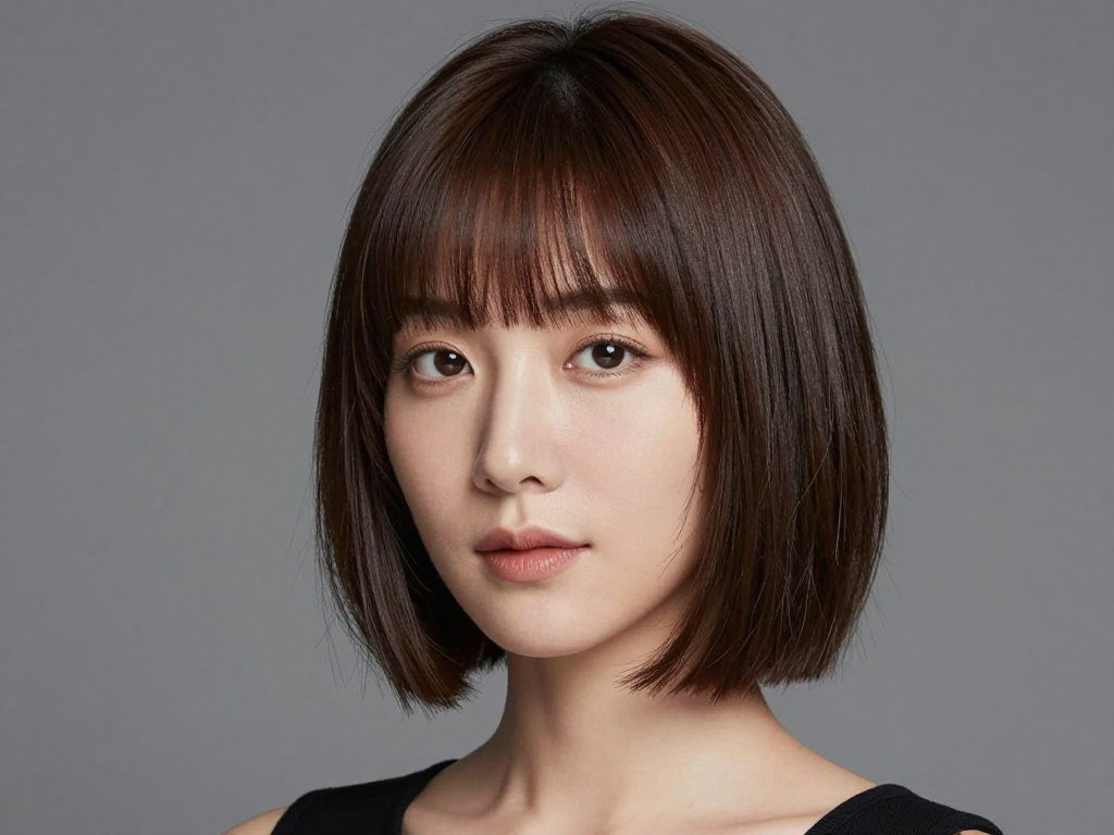 Square face shape with choppy layers softening angular features