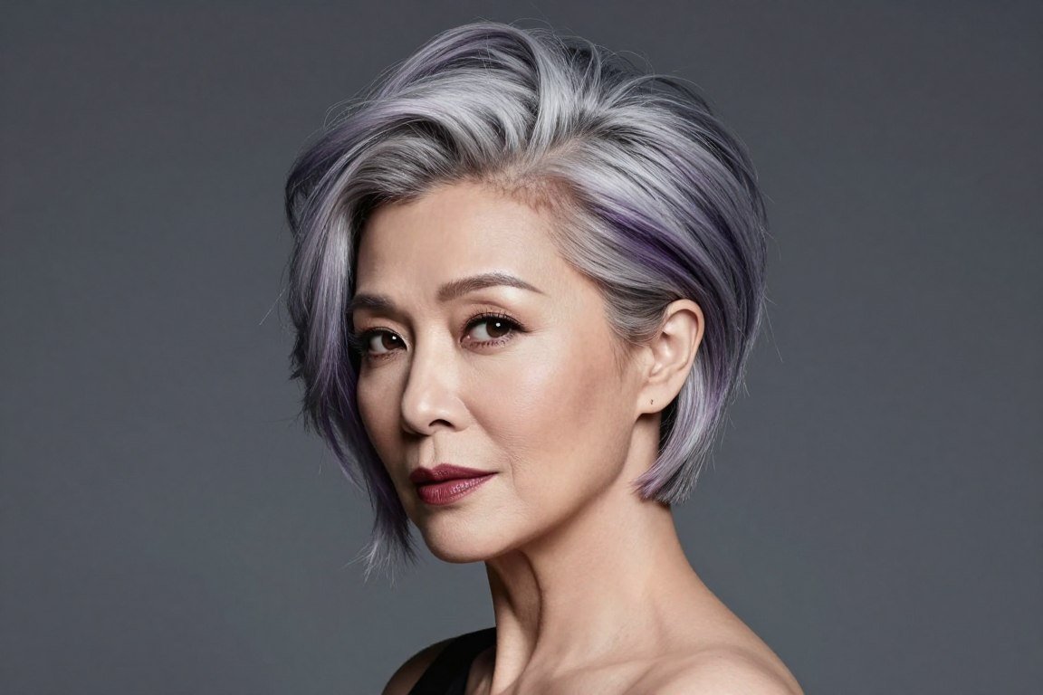 Stacked bob with subtle undercut showing volume and modern edge