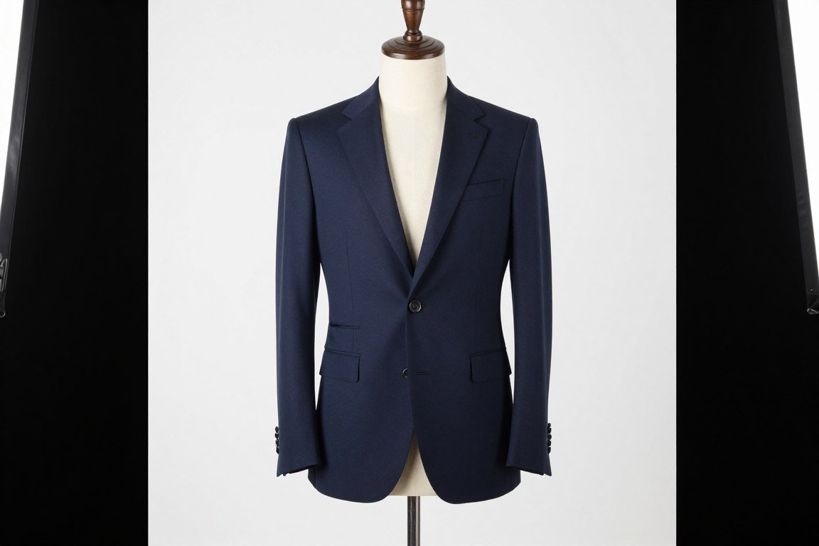 Structured blazer creating balanced silhouette for big tummy