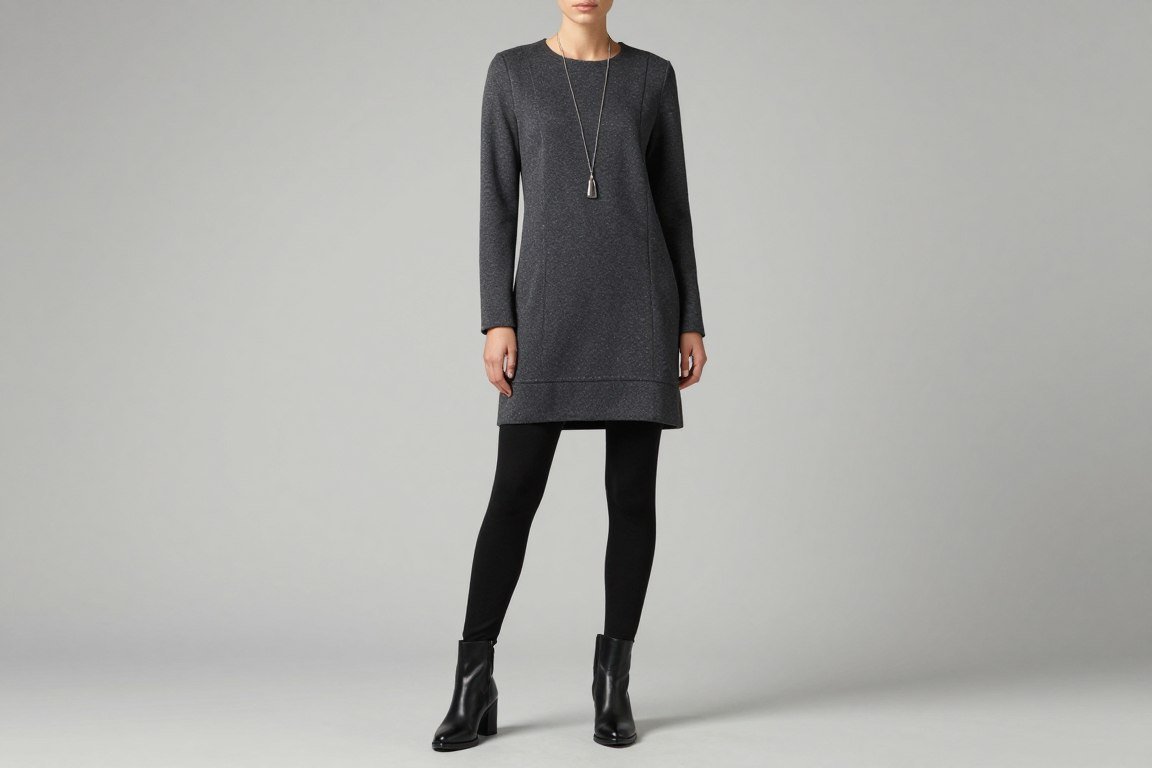 Structured tunic with quality leggings and ankle boots