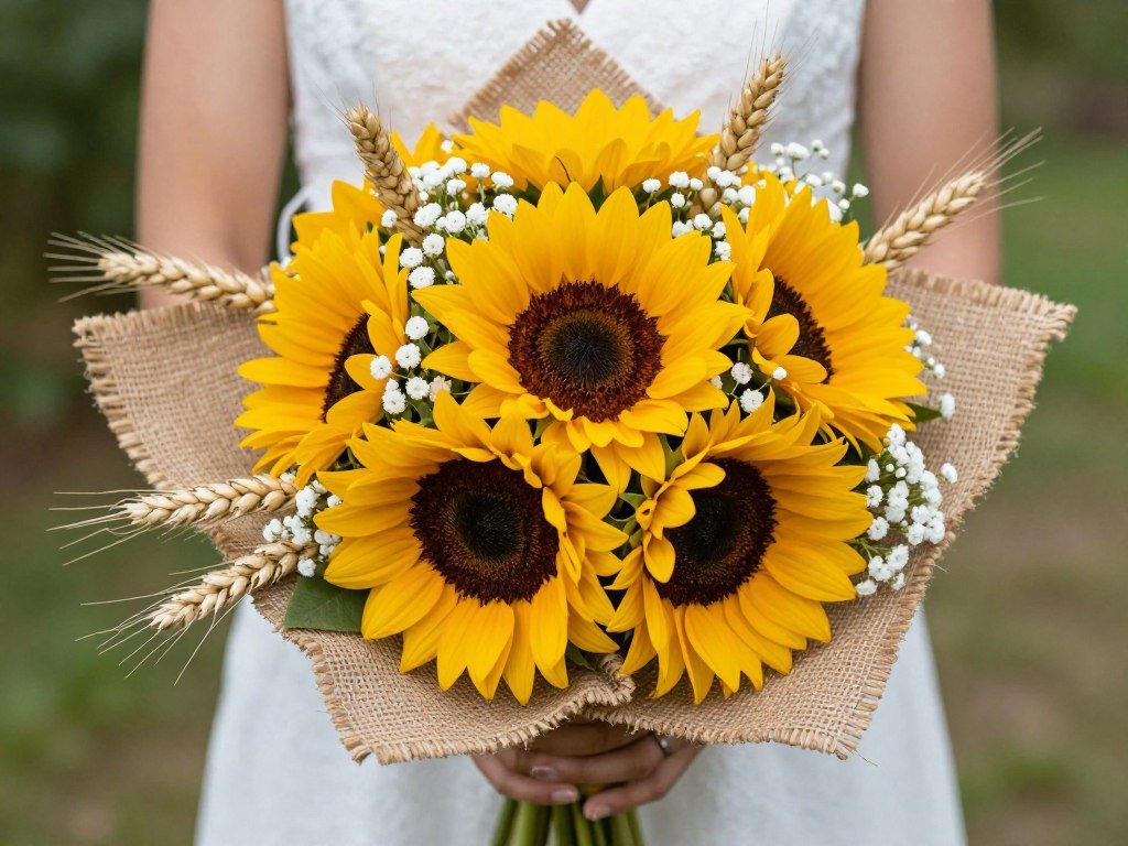 Sunflower wedding bouquet