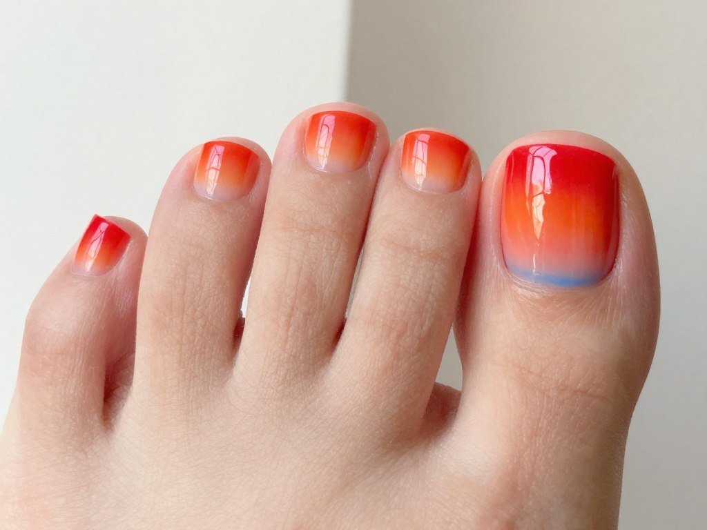 Sunset inspired gradient in red orange white and blue creating patriotic summer ombre