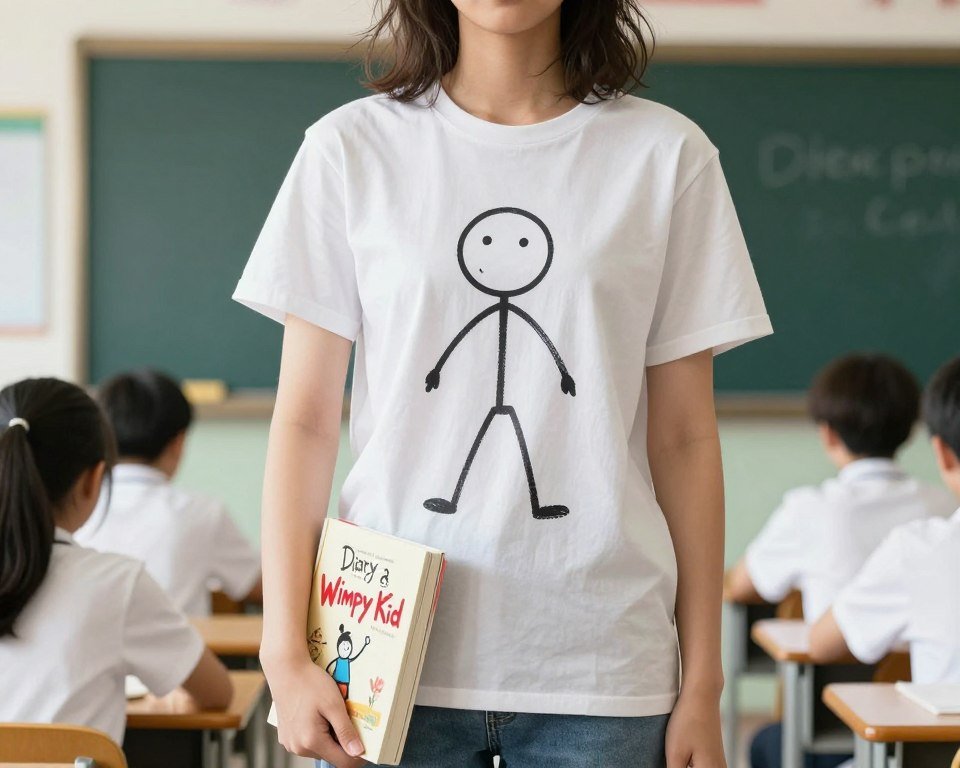 Teacher as Greg Heffley with simple stick figure design
