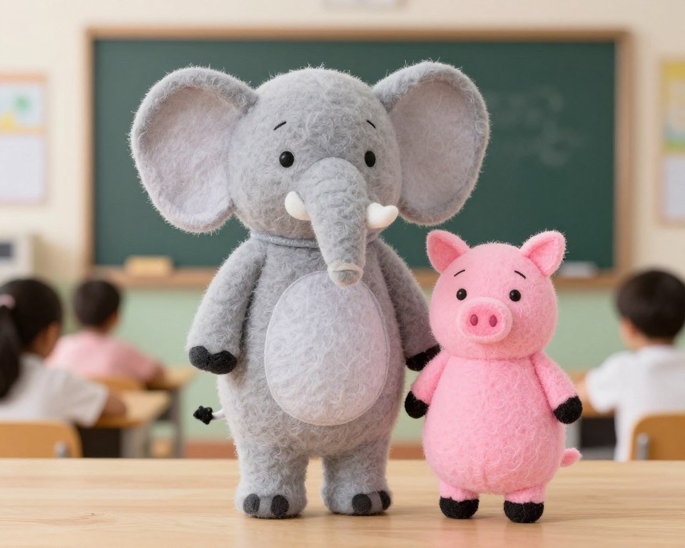 Teacher dressed as Elephant or Piggie character with simple costume