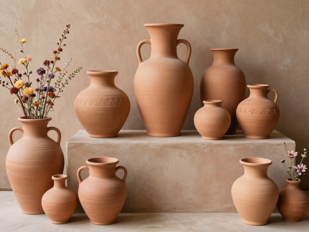 Terracotta pottery wedding decor