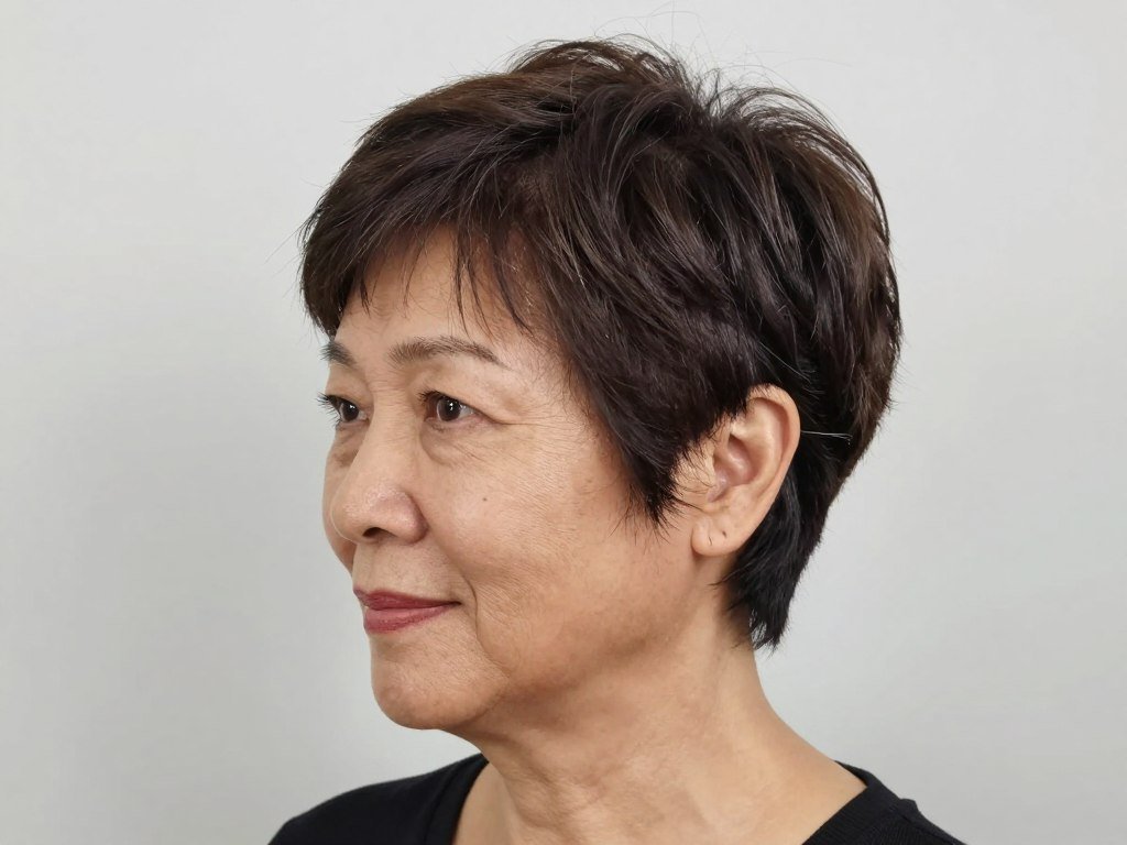 Texturized pixie for thick hair