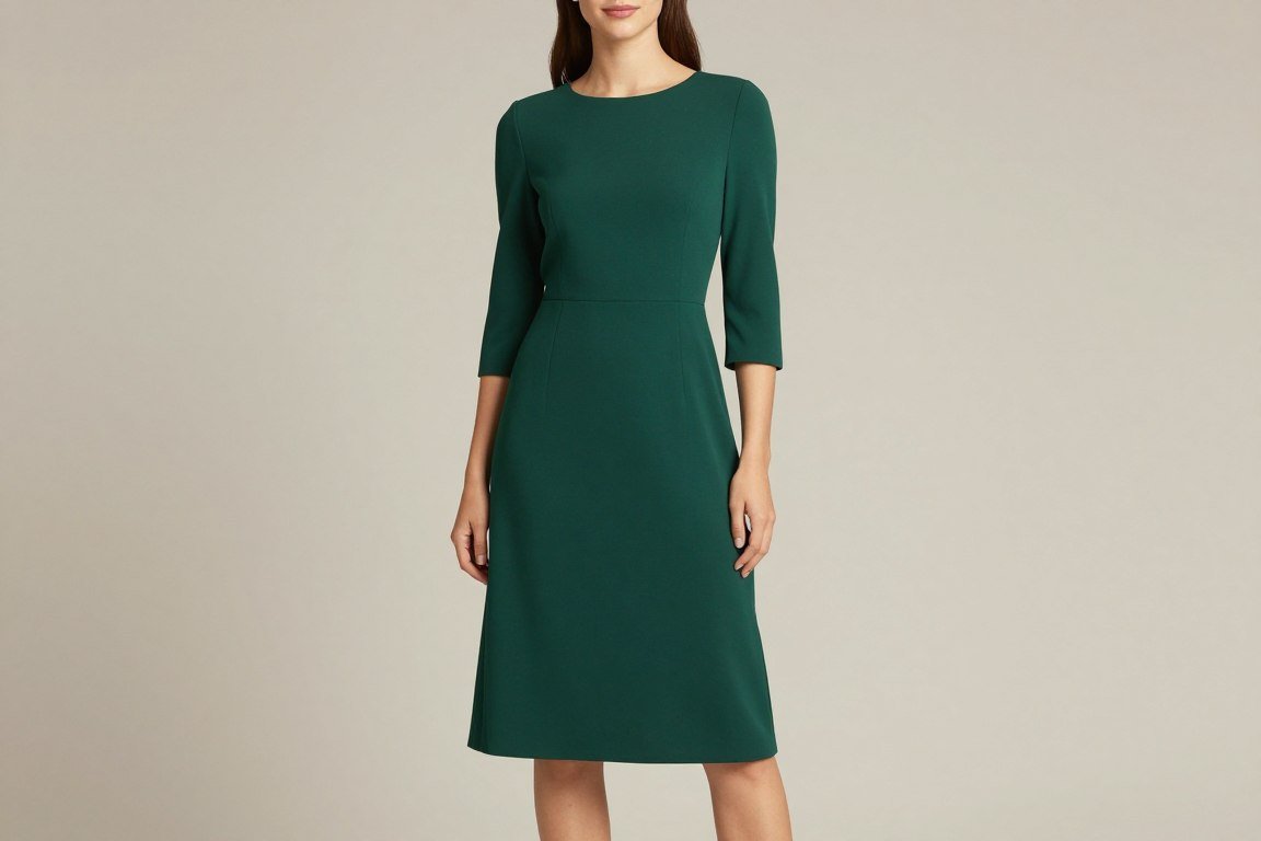 Three-quarter sleeve dress flattering appearance
