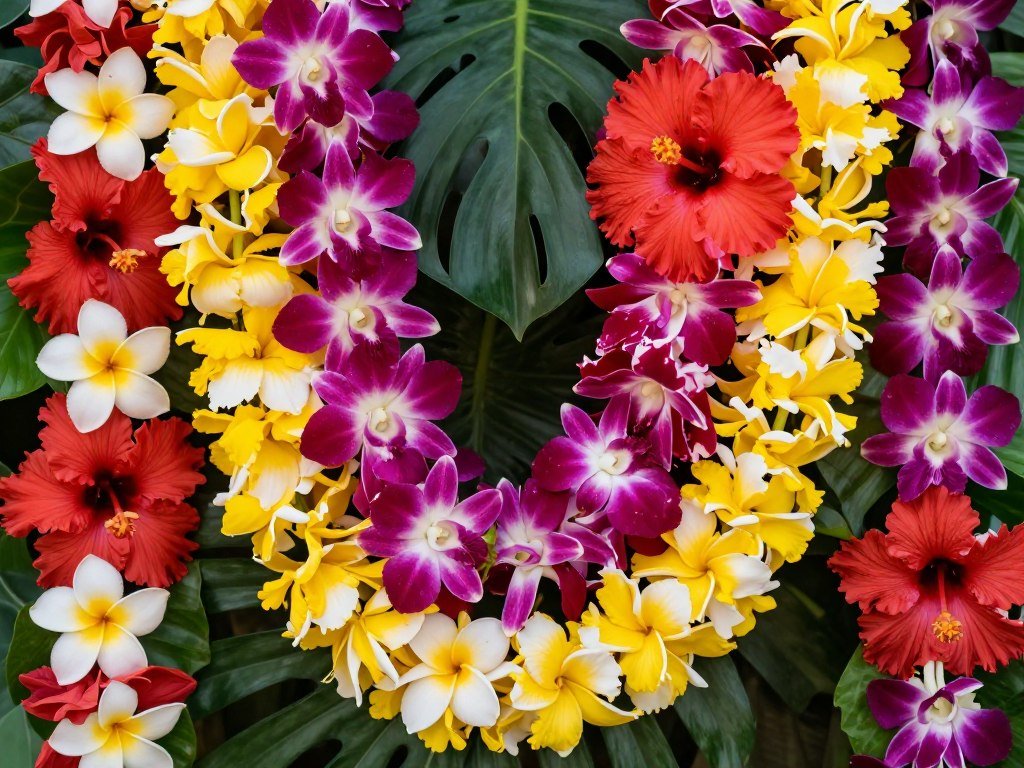 Tropical flower garland decoration