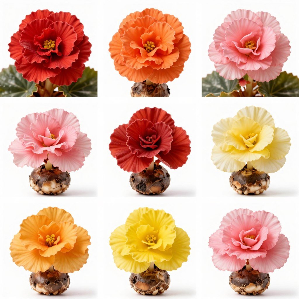 Tuberous begonia bulbs collection in mixed colors for hanging baskets