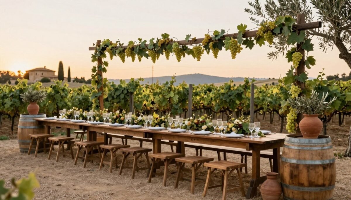 Tuscan vineyard wedding reception