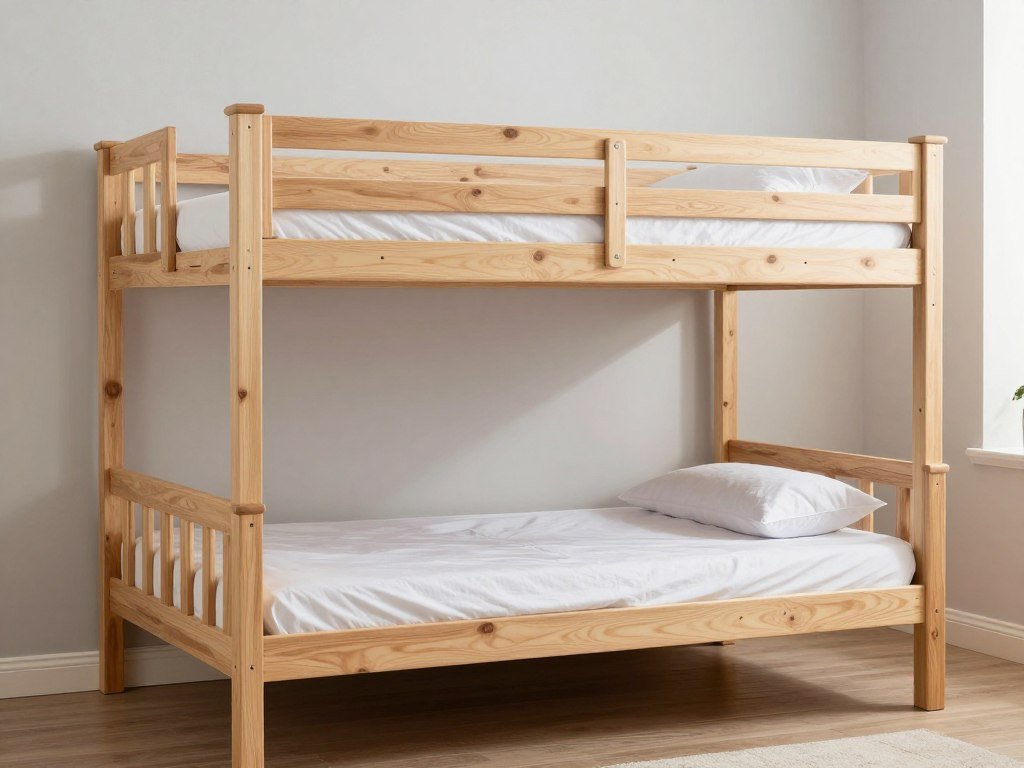 Twin over full loft bed showing different mattress sizes stacked vertically