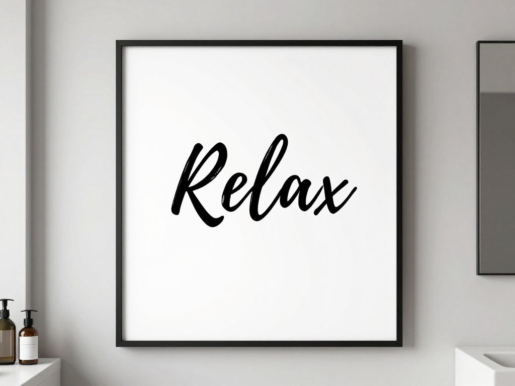 Typography art print in modern bathroom space
