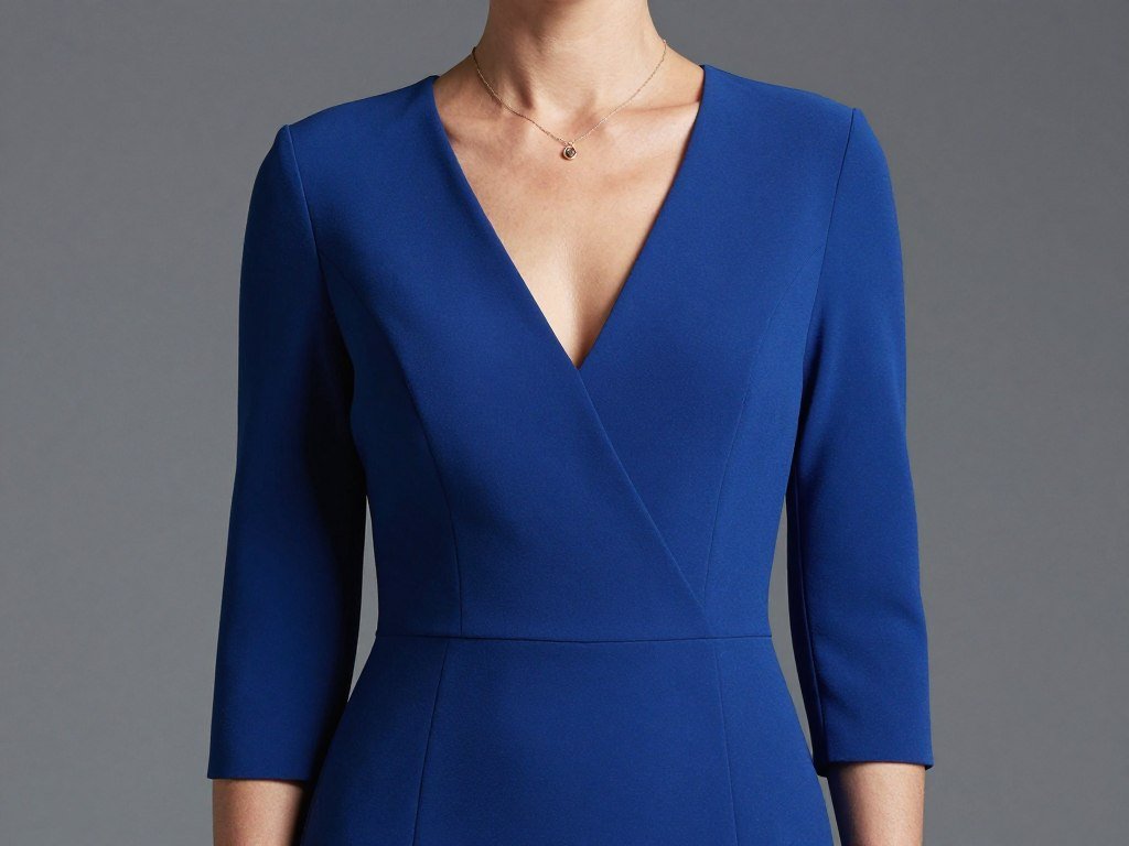 V-neck dress highlighting neckline and collarbone