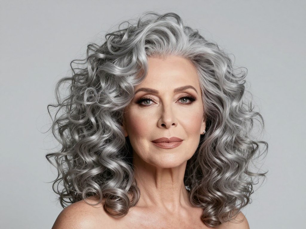 Very voluminous medium-length curly hair