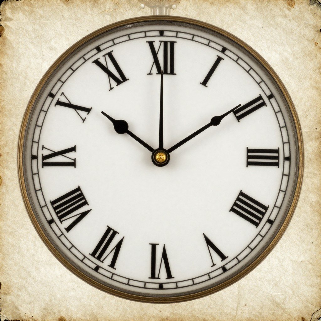 Vintage clock face decoration showing different times for Alice in Wonderland theme