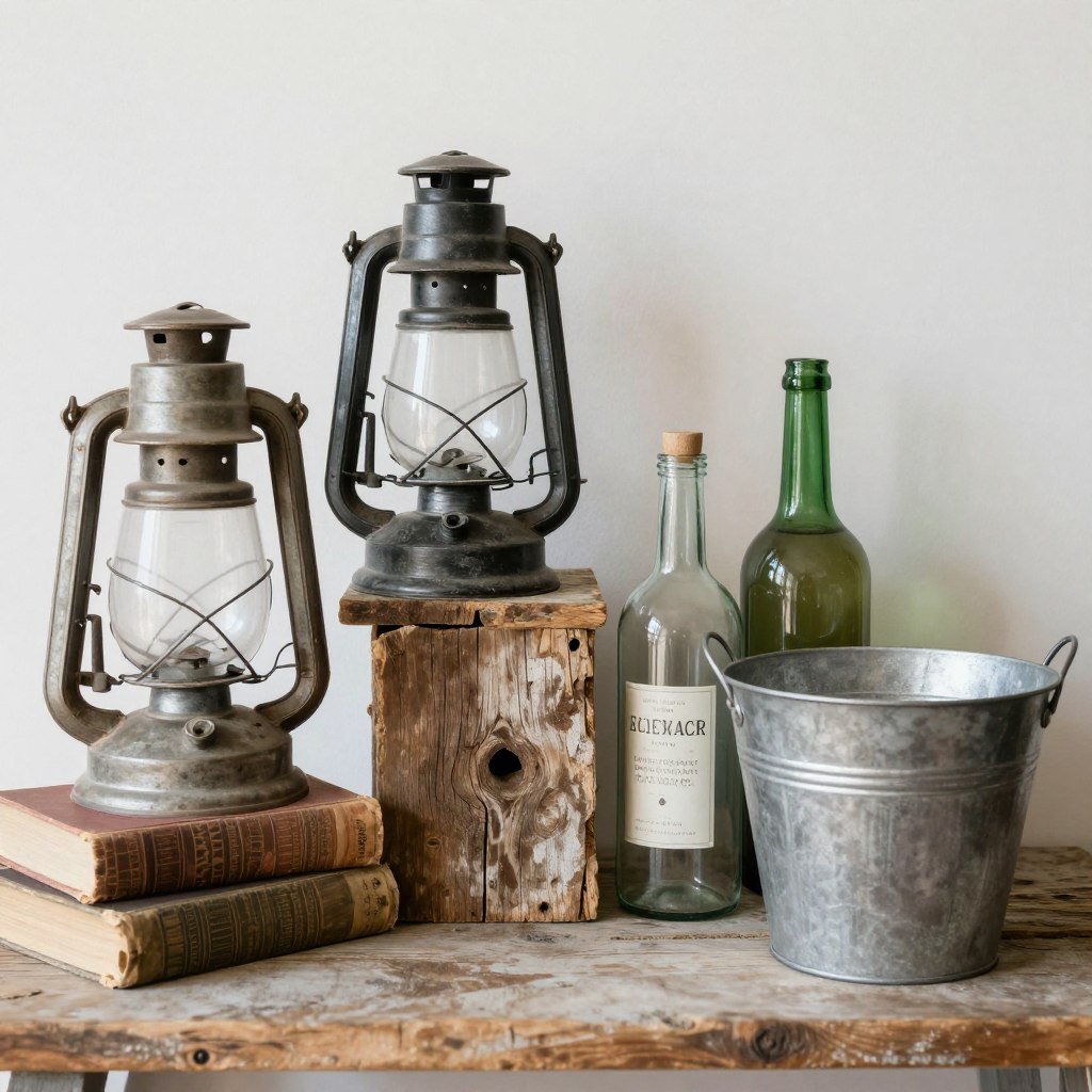 Vintage items for rustic wedding decor