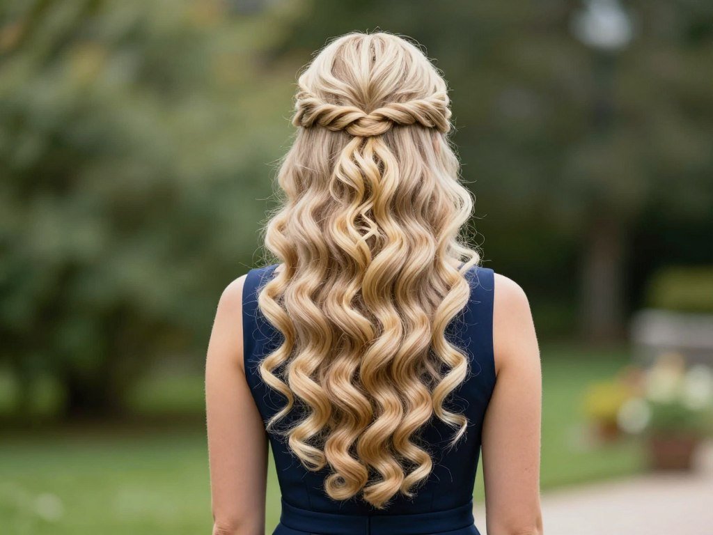 Voluminous cascading curls prom hairstyle for long hair