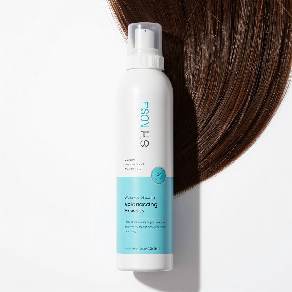 Volumizing mousse for fine hair creating lift and body