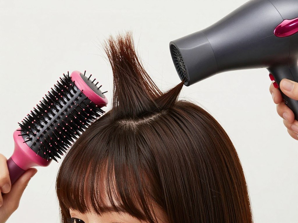 Volumizing technique for fine hair bangs