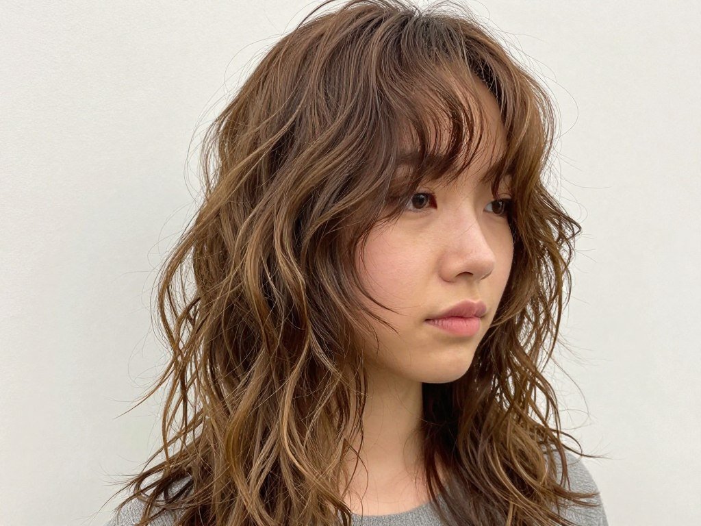 Wavy texture bangs with natural movement