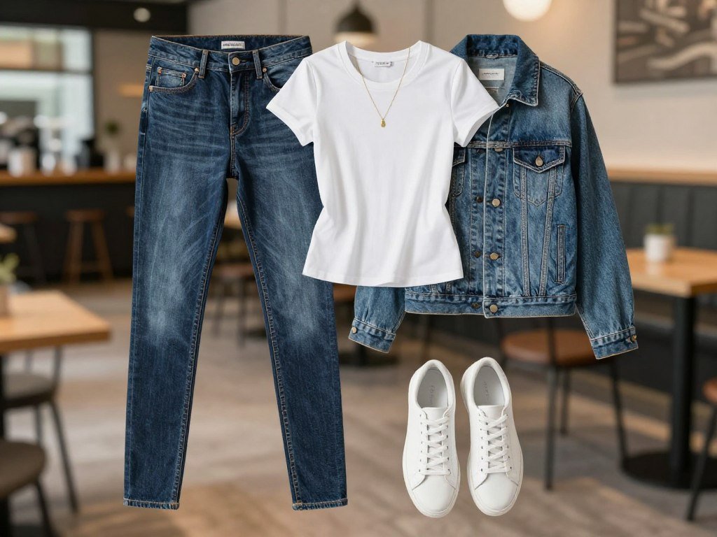 Weekend casual outfit with high-rise jeans and fitted tee