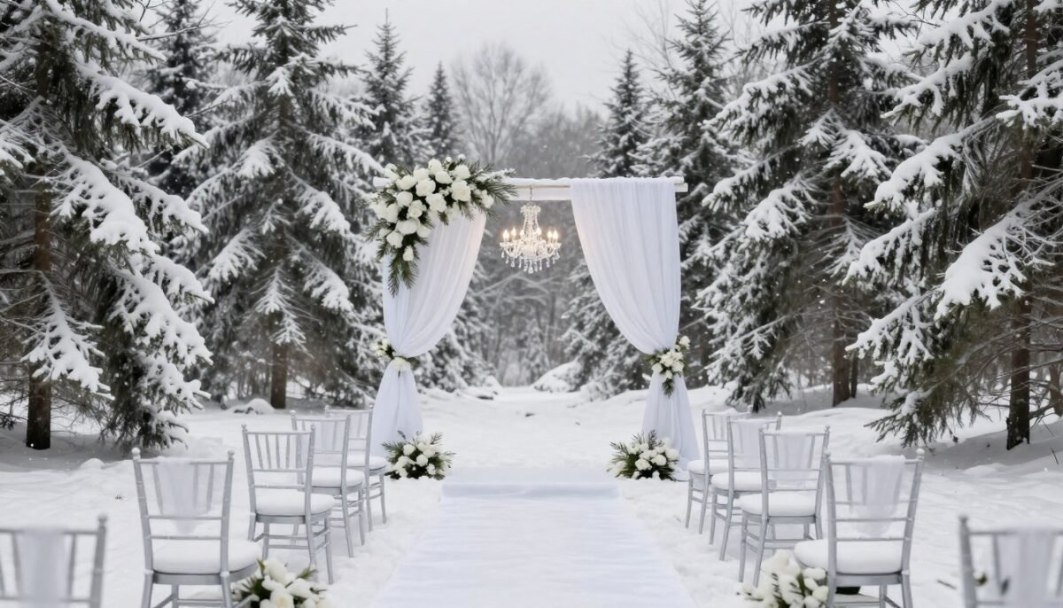 Winter wonderland wedding ceremony