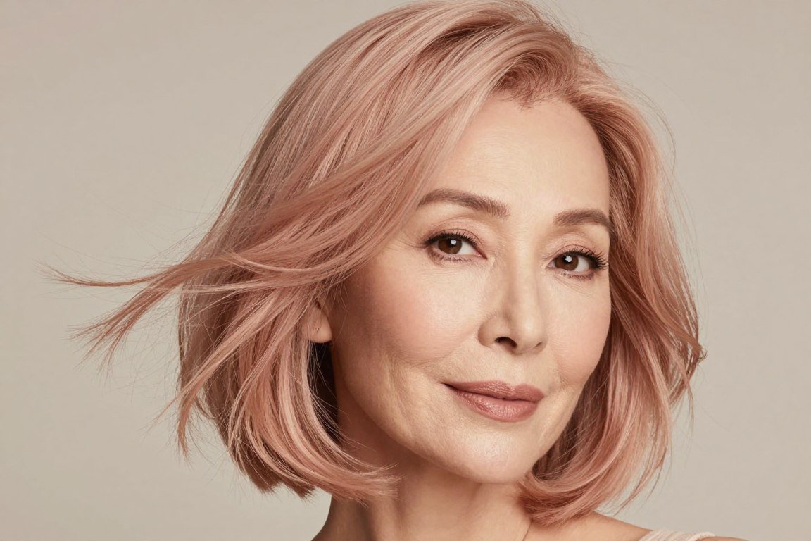Wispy bob with soft feathered ends for women over 50