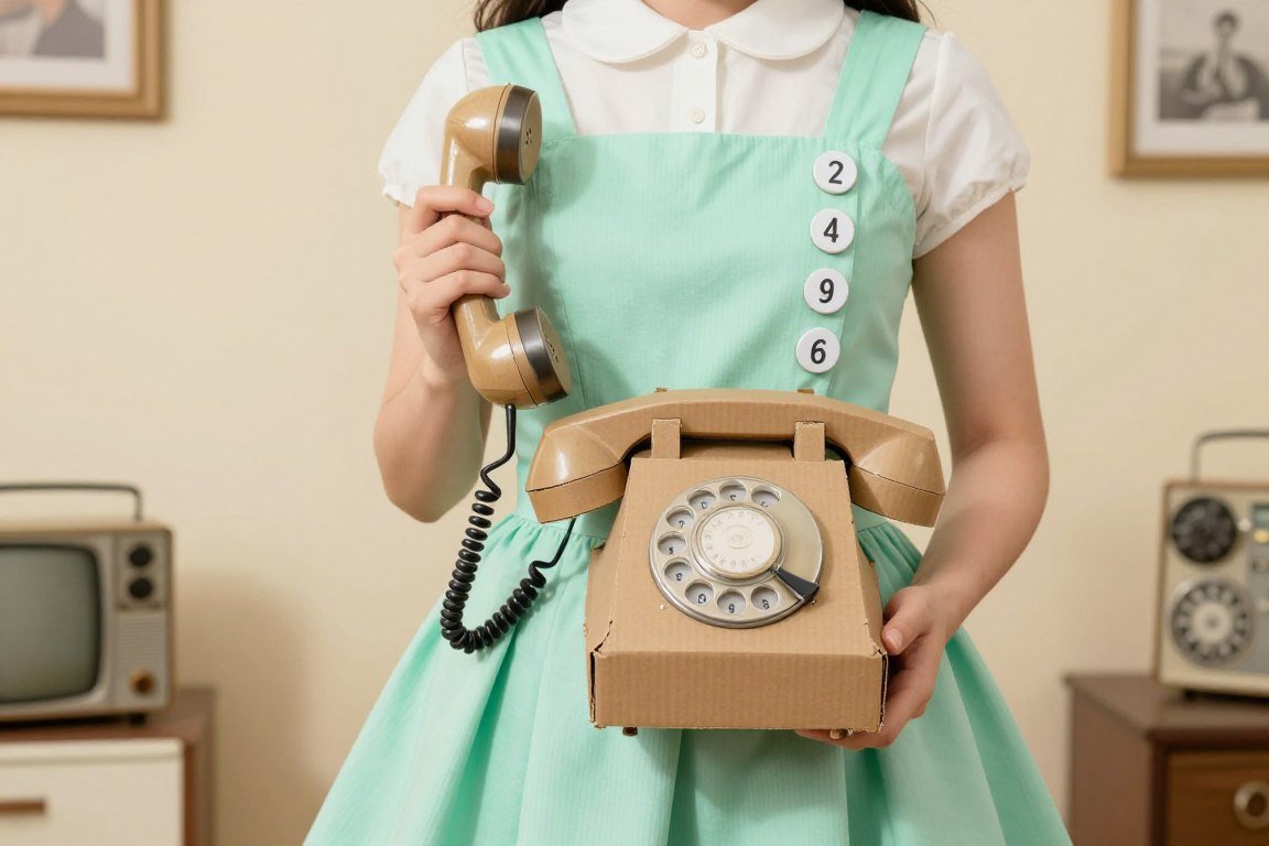 Woman dressed as retro rotary telephone