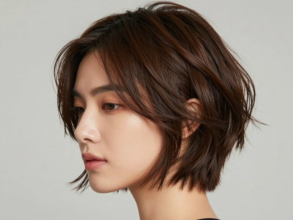 Woman embracing natural hair texture with choppy haircut