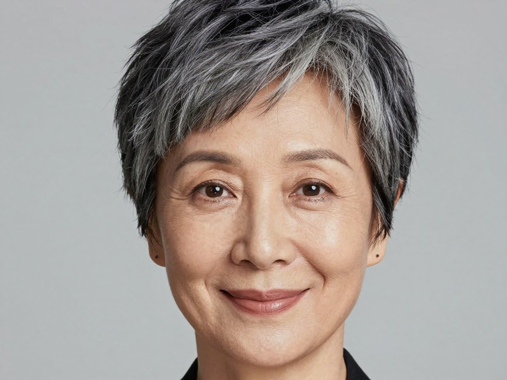 Woman over 50 with traditional short pixie hairstyle