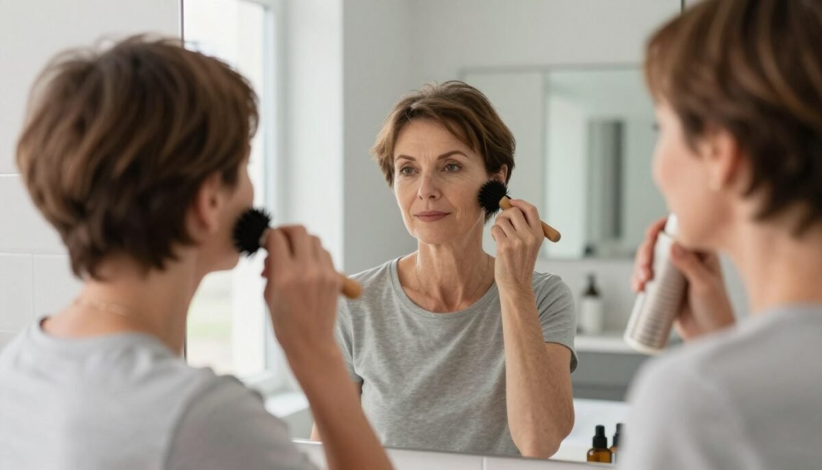 Woman styling her short pixie haircut