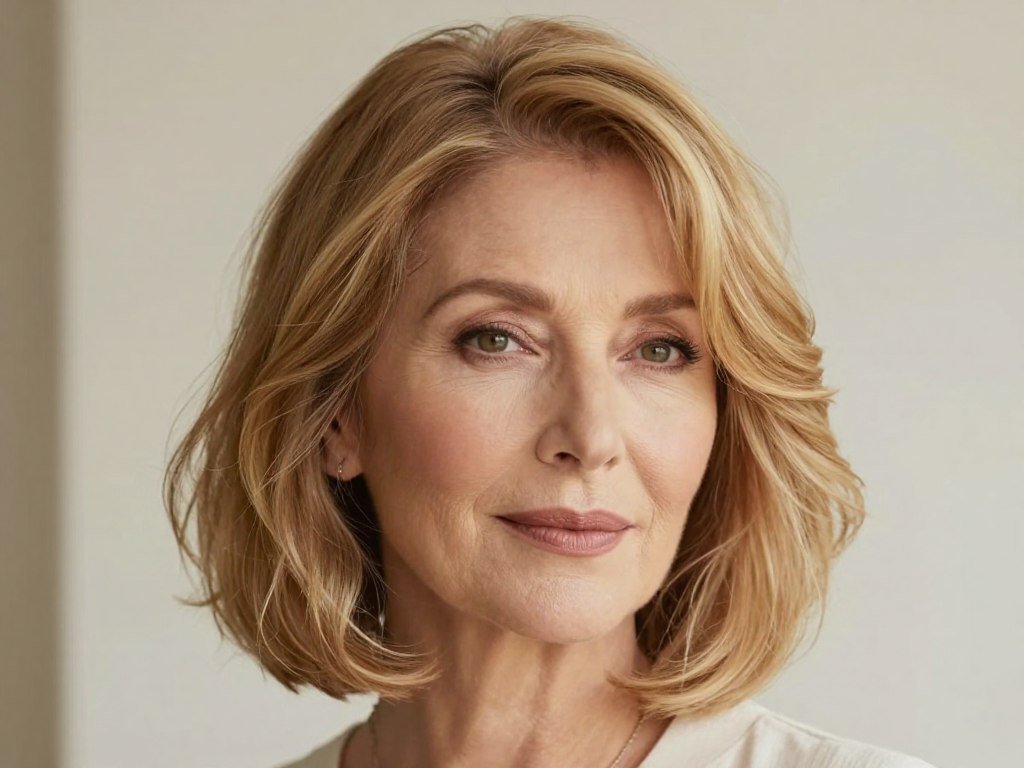 Woman with chin-length wavy bob