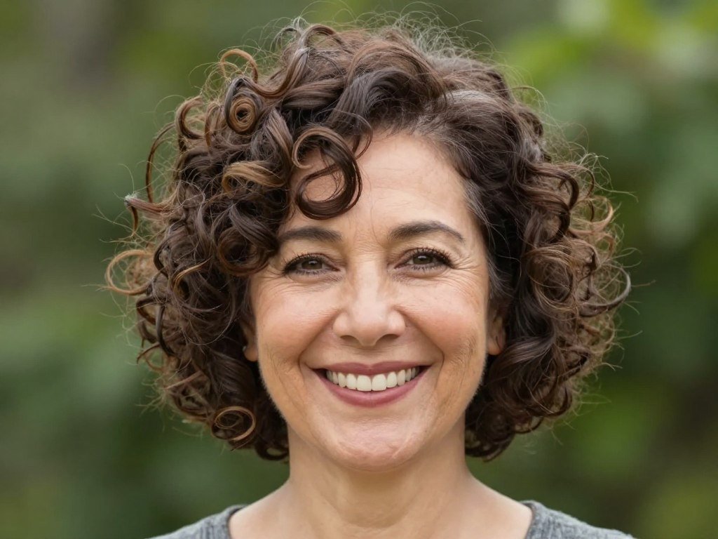 Woman with defined curly bob