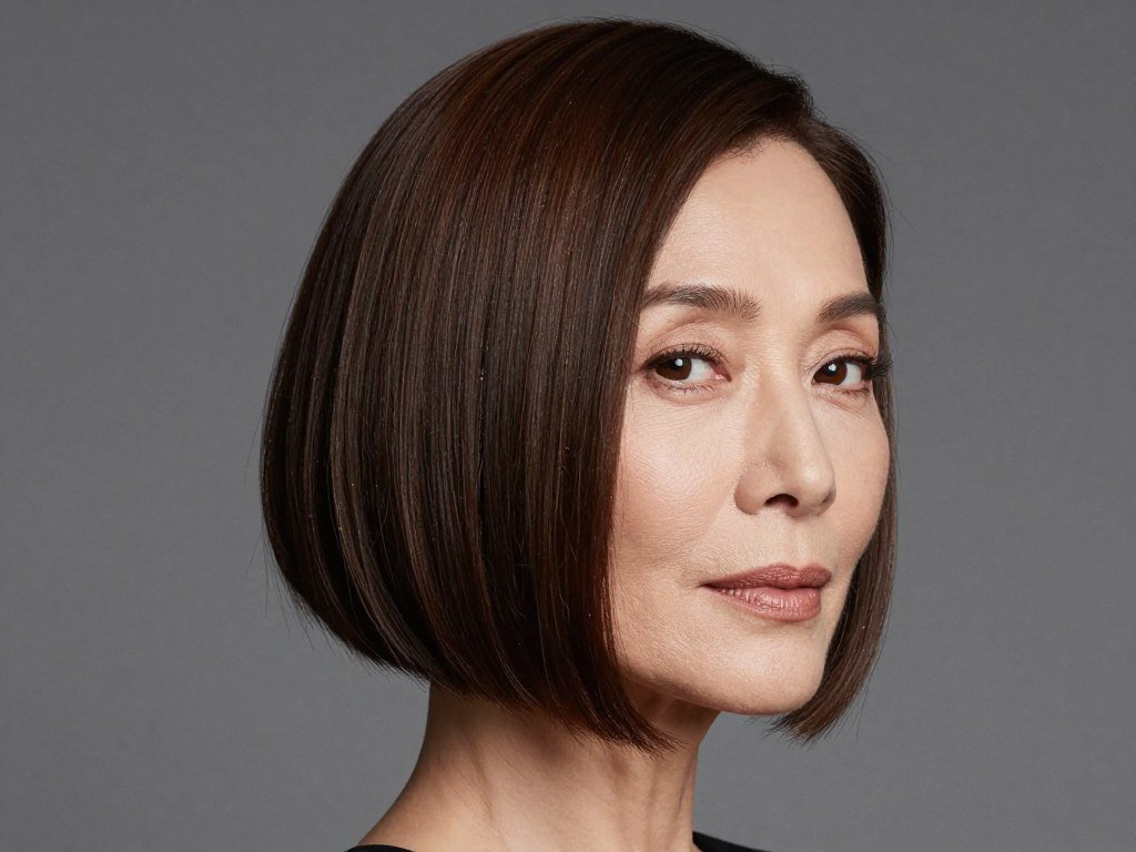 Woman with inverted bob haircut