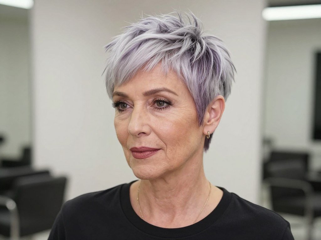 Woman with modern asymmetrical pixie cut
