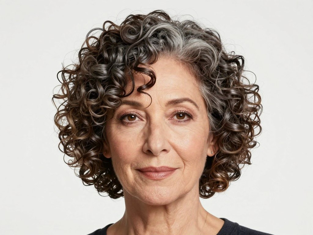 Woman with natural curls in short bob