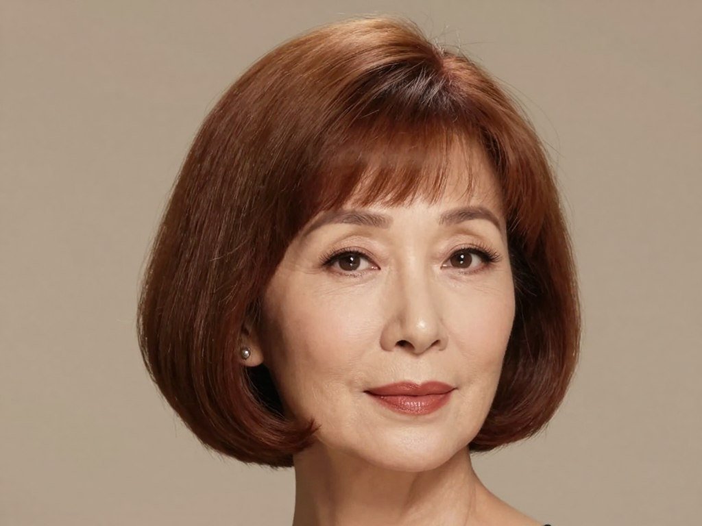 Woman with rounded bob and full bangs