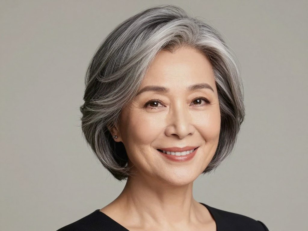 Woman with square face shape wearing soft layered short haircut