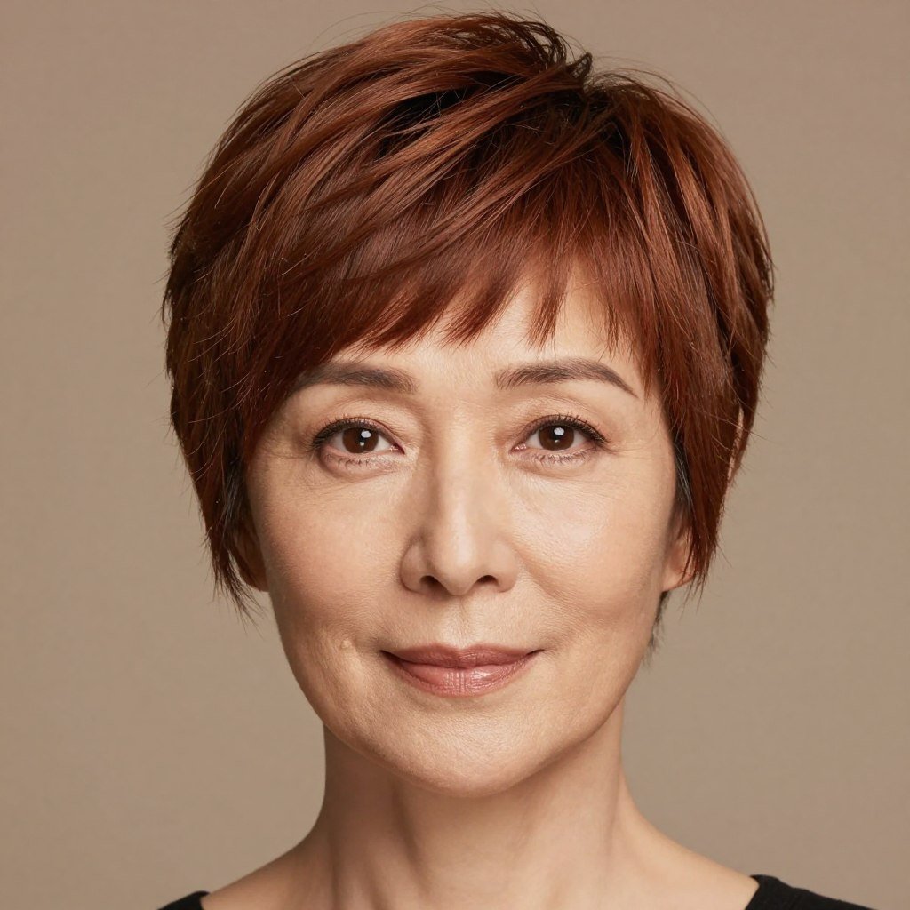 Woman with square face wearing soft layered pixie