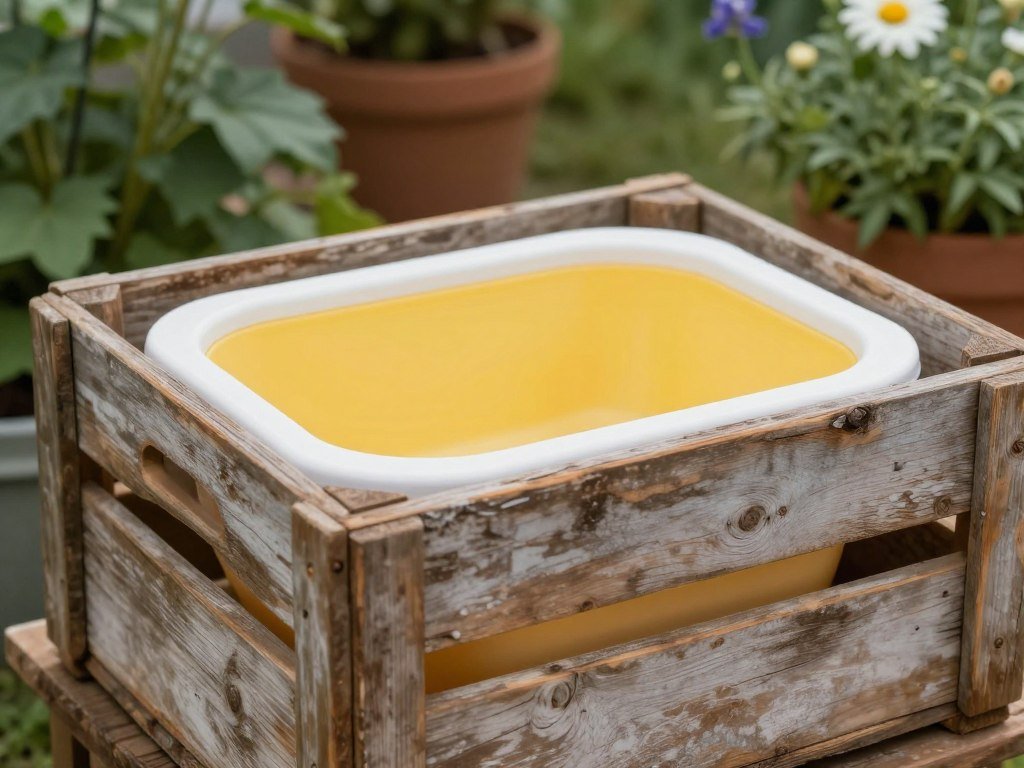 Wooden crate mud kitchen with removable plastic basin