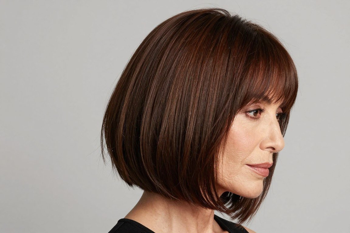 angled bob with swoopy side bangs