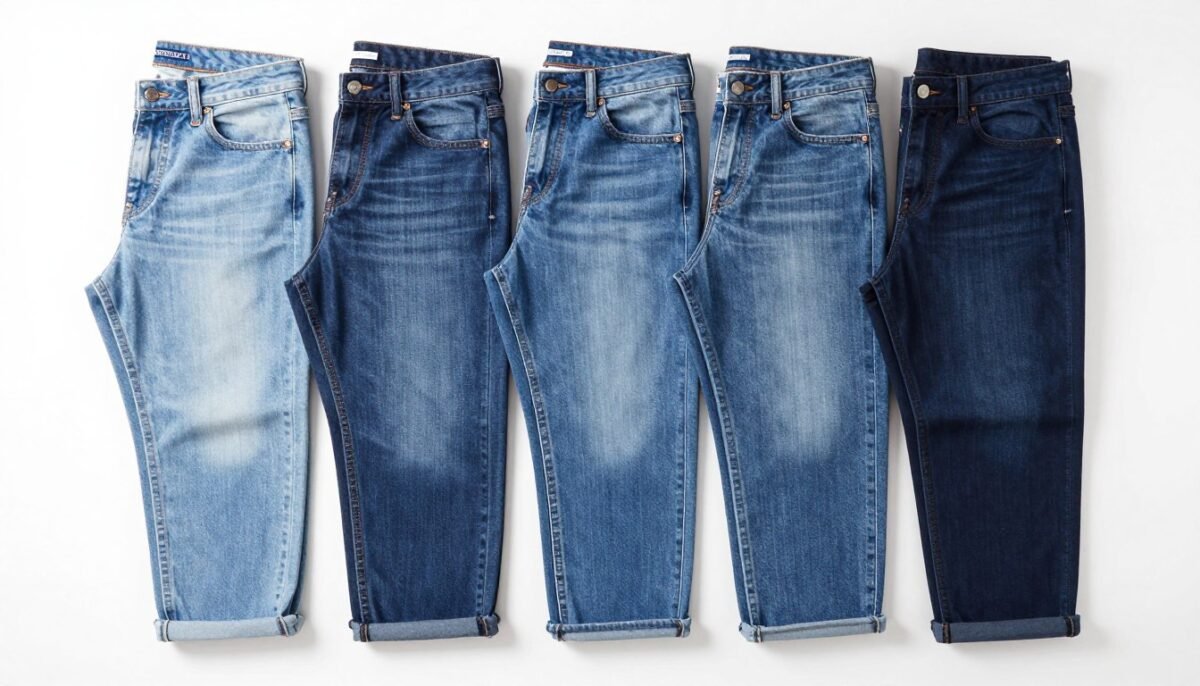 array of jeans in different washes from light to dark array of jeans in different washes from light to dark